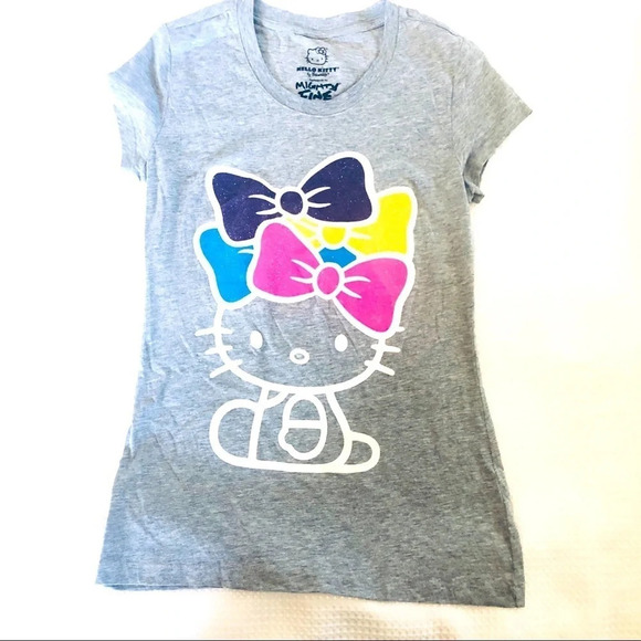 Hello Kitty by Sanrio Graphic T-shirt with Glitter Bows- Size Large - Picture 1 of 4
